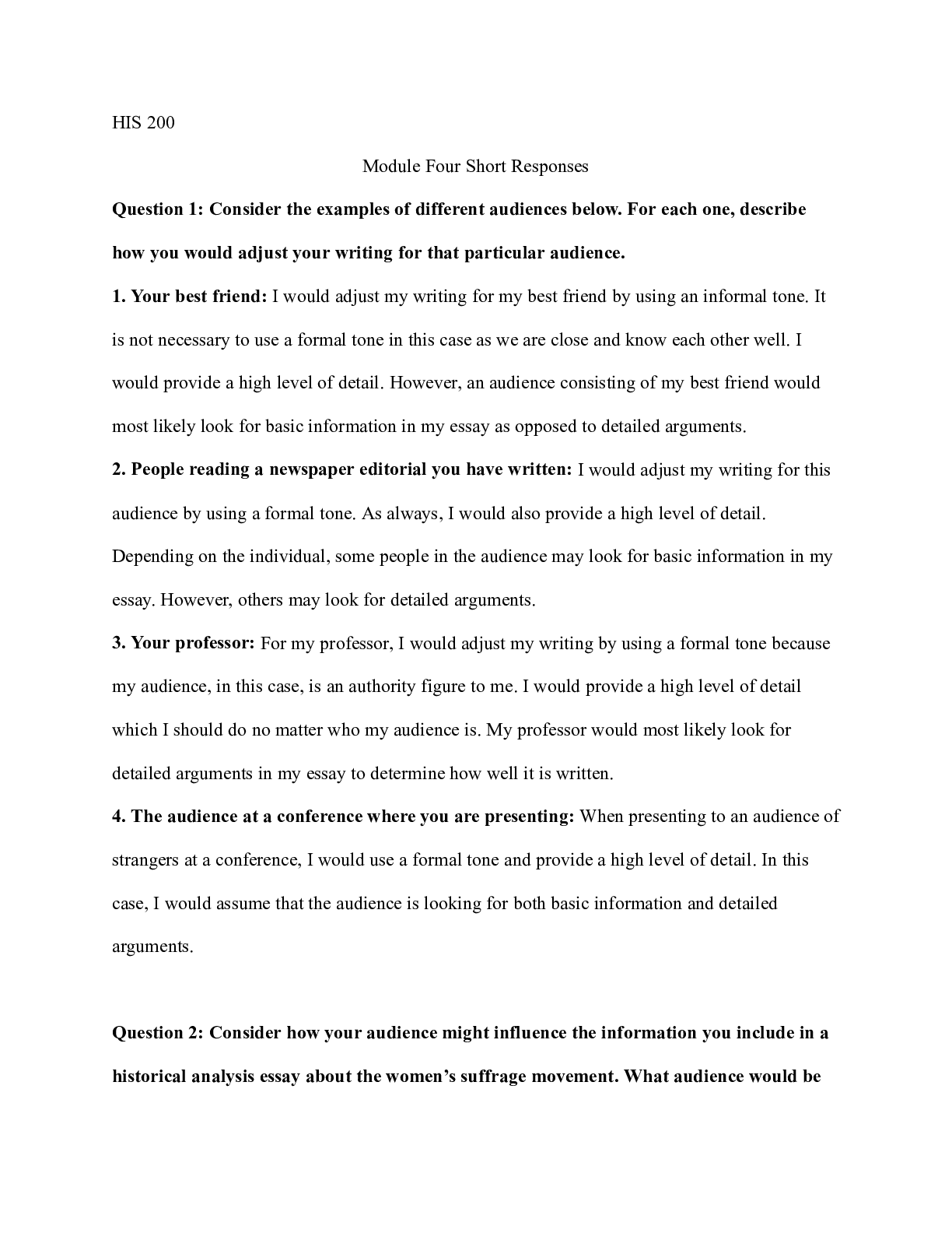 Preview image for HIS Module Four Short Responses|  HIS 200  Module Four Short Responses  Question 1: Co